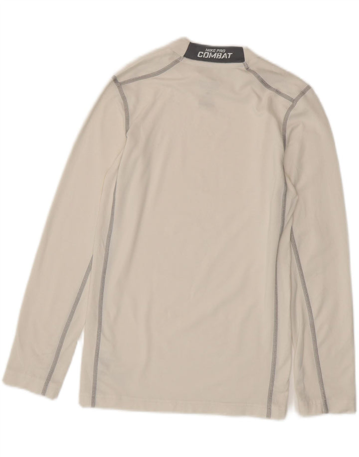 Top feminino NIKE Dri Fit manga comprida UK 18 XL branco colorblock poliéster