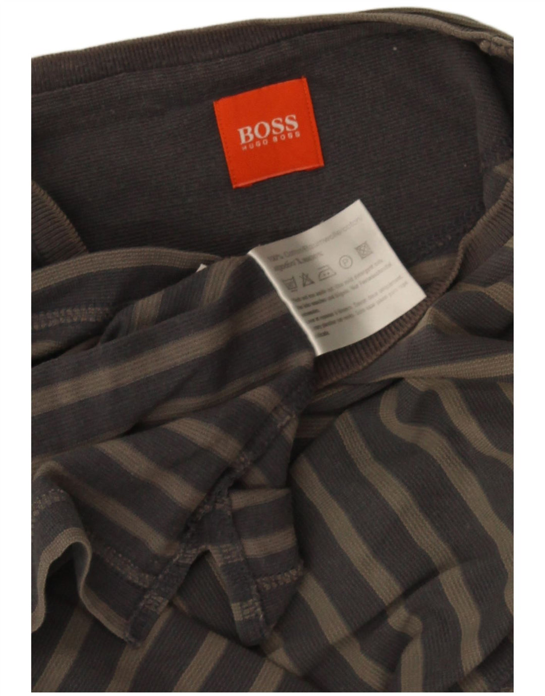 Camiseta masculina Hugo Boss Top cinza médio listrado algodão