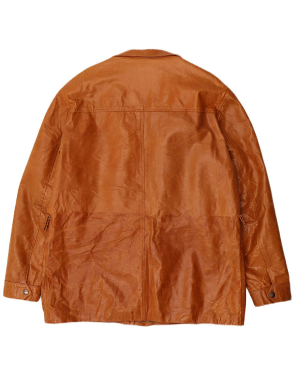 Jaqueta de couro masculina vintage UK 42 XL couro marrom