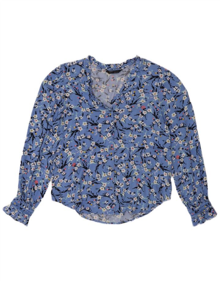Blusa feminina Marks & Spencer grande tamanho Reino Unido 8 pequena azul floral