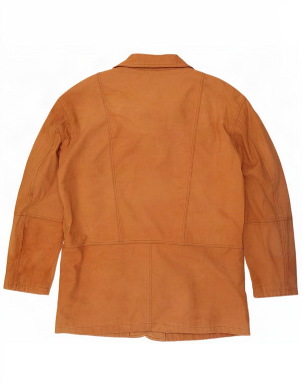 Vintage Mens 3 Button Leather Blazer Jacket EU 58 4XL Brown