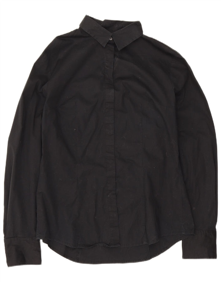 Camisa feminina Benetton UK 12 médio algodão preto