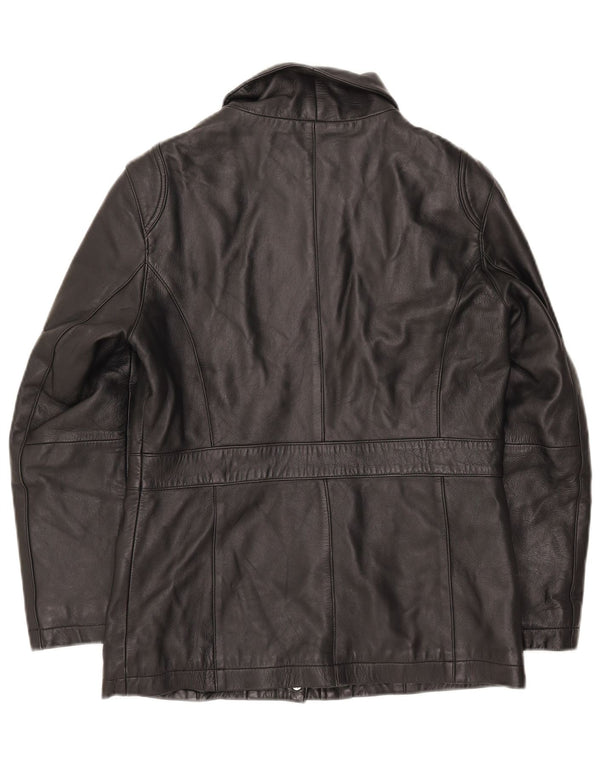 Jaqueta de couro feminina vintage UK 10 pequena preta