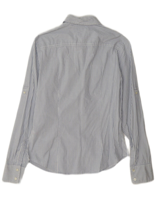 Camisa Tommy Hilfiger Feminina Manga Comprida UK 8 Pequeno Algodão Listrado Azul