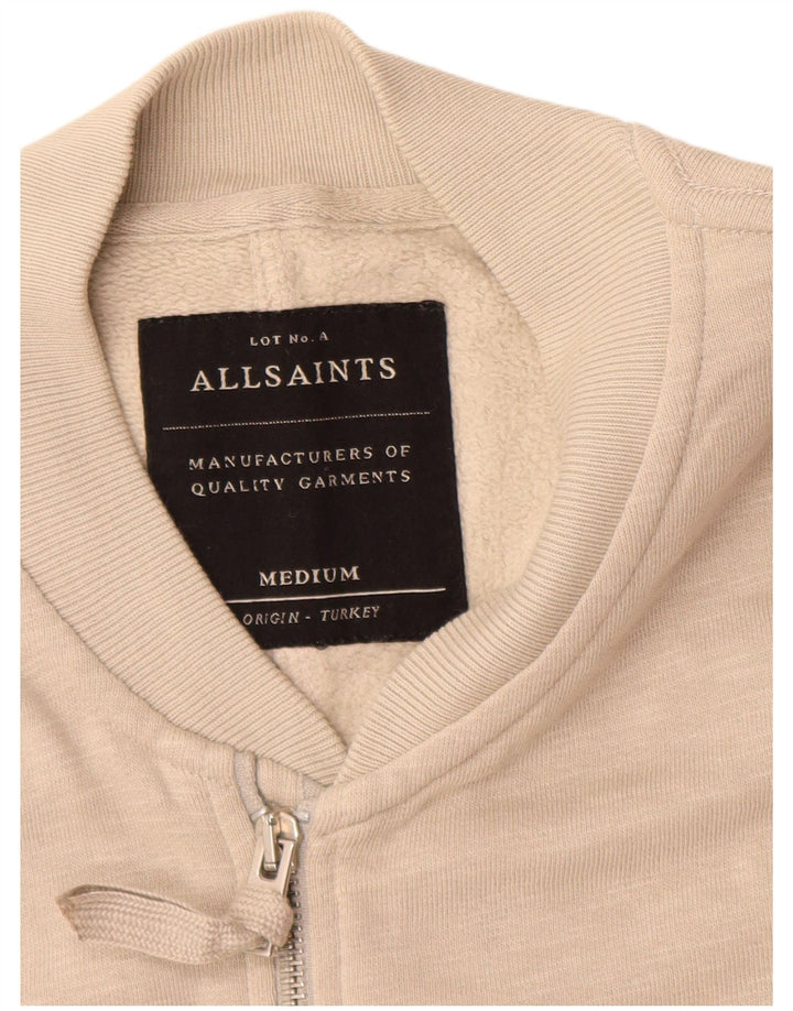 All Saints Mens Treino Top Jaqueta Algodão Bege Médio