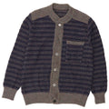 Suéter cardigã masculino vintage listrado azul marinho médio