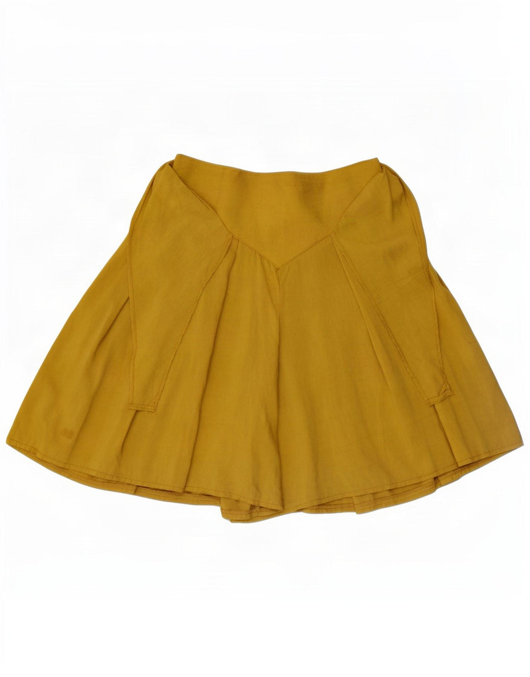 Mini saia skort feminina vintage W26 pequena viscose amarela