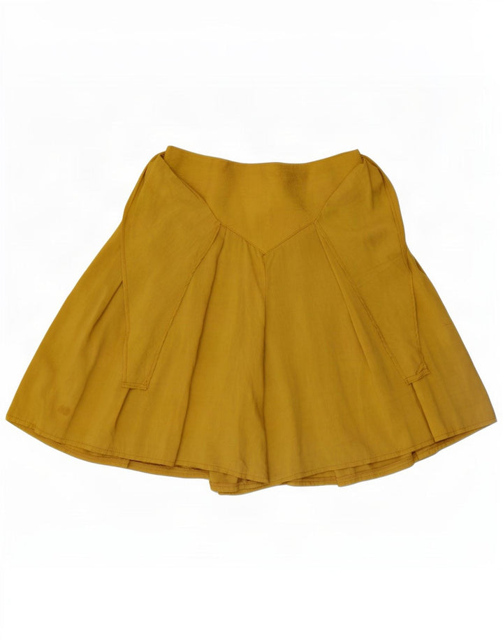 Mini saia skort feminina vintage W26 pequena viscose amarela