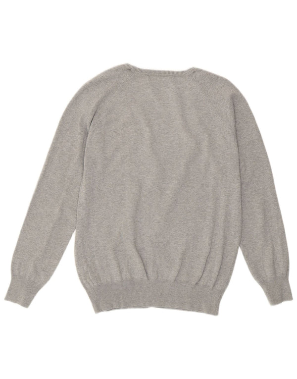 Zara Womens V-Neck Cardigan Sweater UK 18 XL Grey Cotton