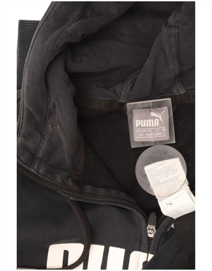Suéter masculino Puma Graphic Zip com capuz grande algodão cinza