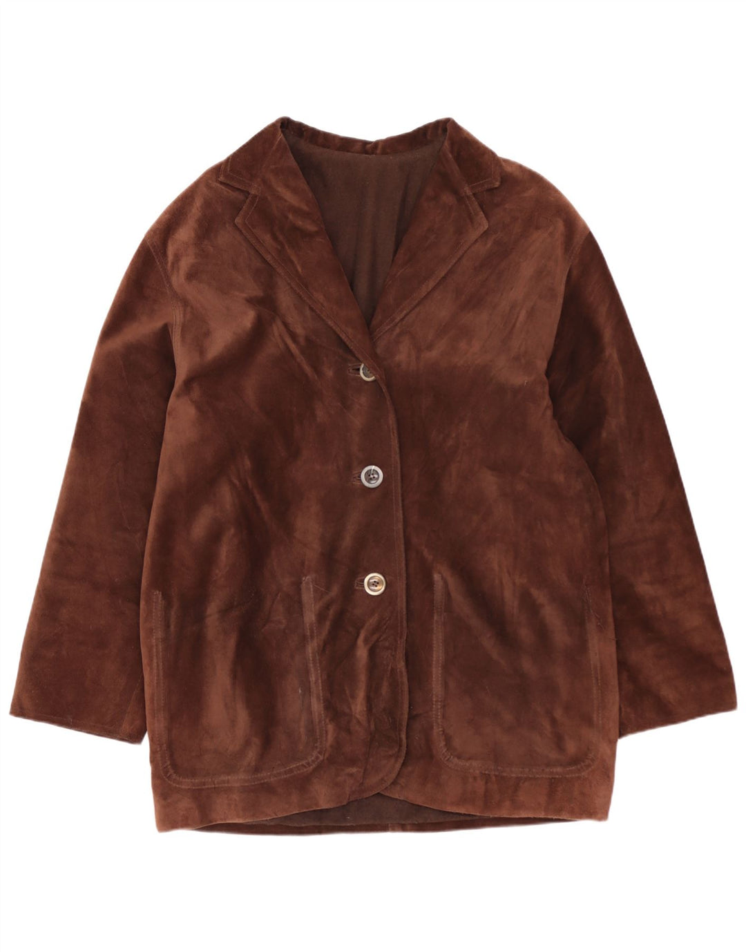 Jaqueta feminina vintage de camurça grande UE 40 couro marrom médio