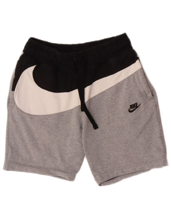 Shorts esportivos masculinos Nike médio cinza colorblock algodão