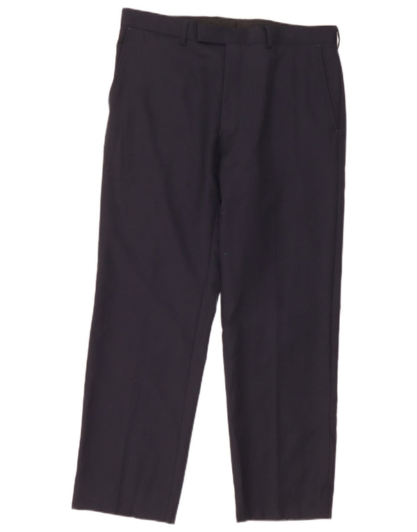 Marks & Spencer Mens Autograph Straight Suit Calças W34 L29 Azul marinho
