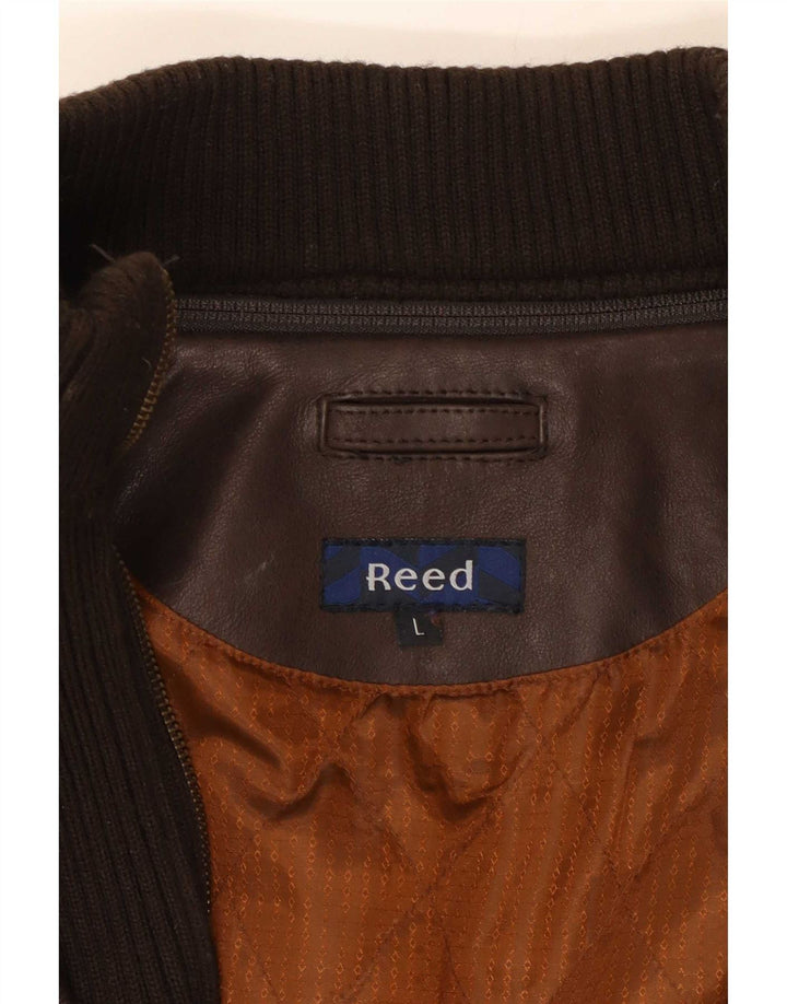 Jaqueta de couro masculina Reed UK 40 grande marrom
