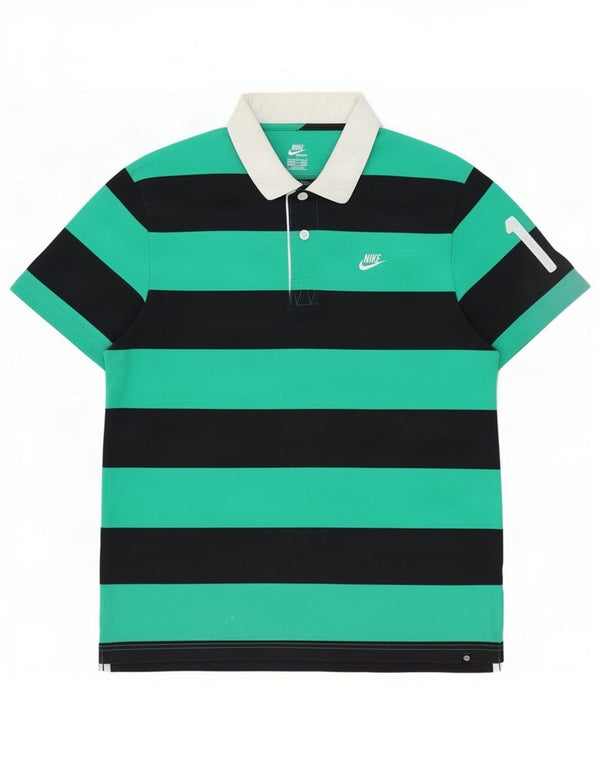 Camisa polo masculina Nike Graphic Rugby UK 42/44 grande algodão listrado verde