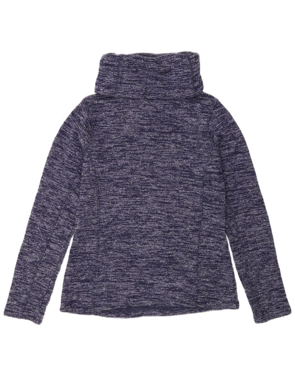 Top feminino Mountain Warehouse manga comprida UK 12 médio azul manchado