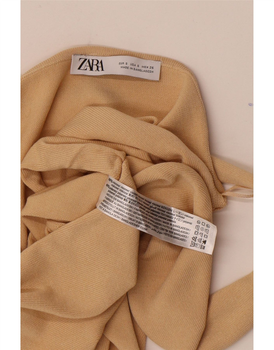 Zara Womens Crop Halter Top UK 8 Pequeno Bege Viscose