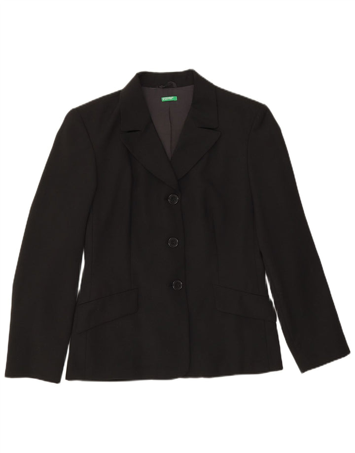 Jaqueta Blazer Feminina Benetton com 3 Botões IT 42 Poliéster Preto Médio