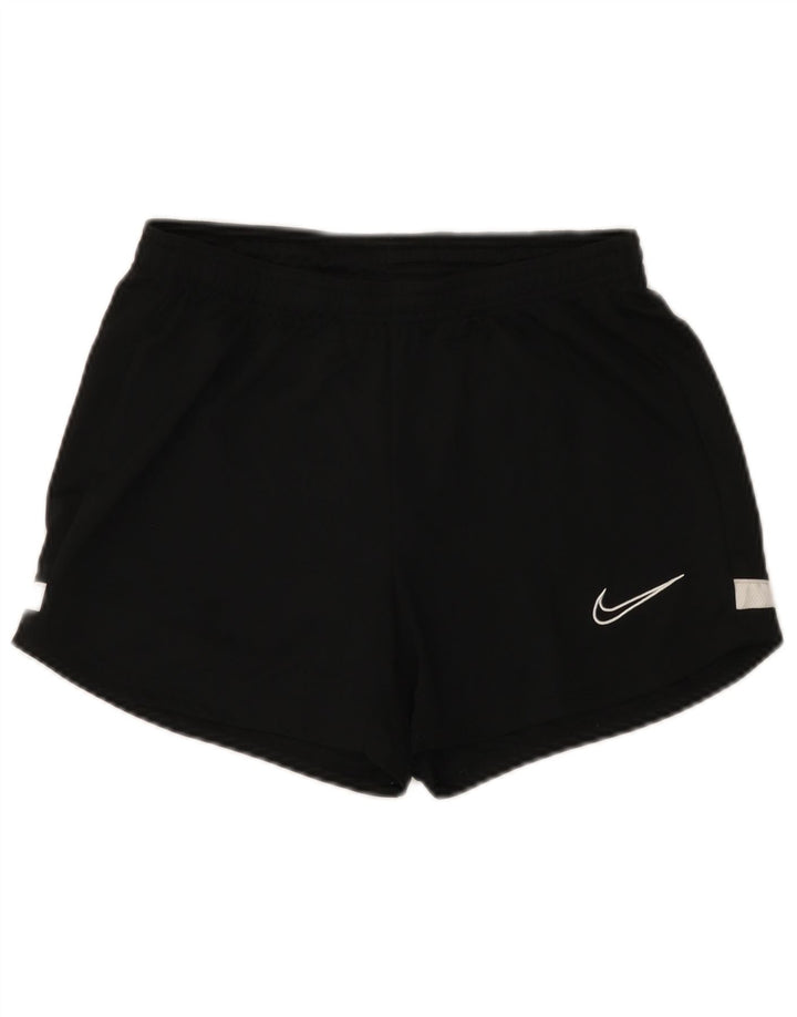 Shorts esportivos femininos Nike UK 8 pequenos pretos colorblock poliéster