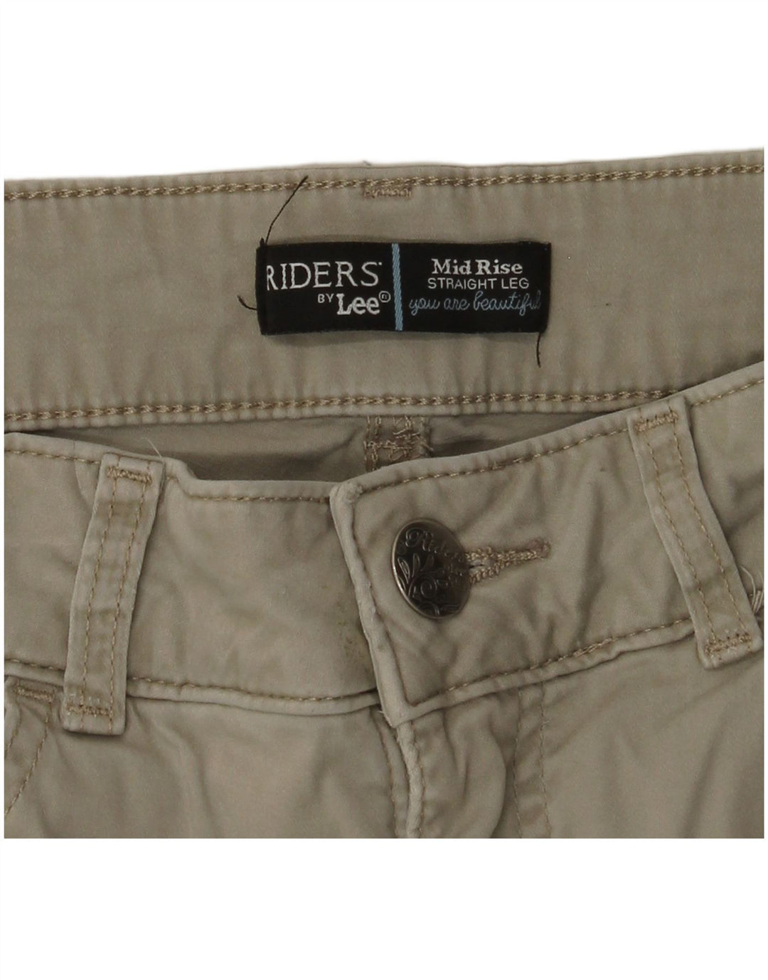 Calça casual feminina LEE Riders cintura média reta W30 L28 bege