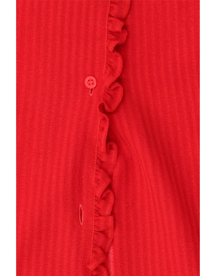 Blusa feminina vintage UK 14 listrada vermelha média