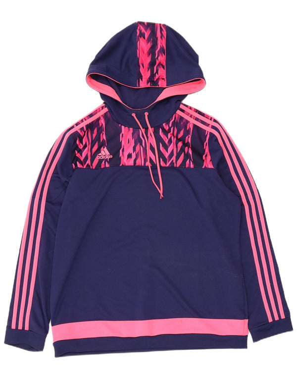 Adidas Feminino Climalite Hoodie Jumper UK 20/22 XL Azul Marinho Colorblock