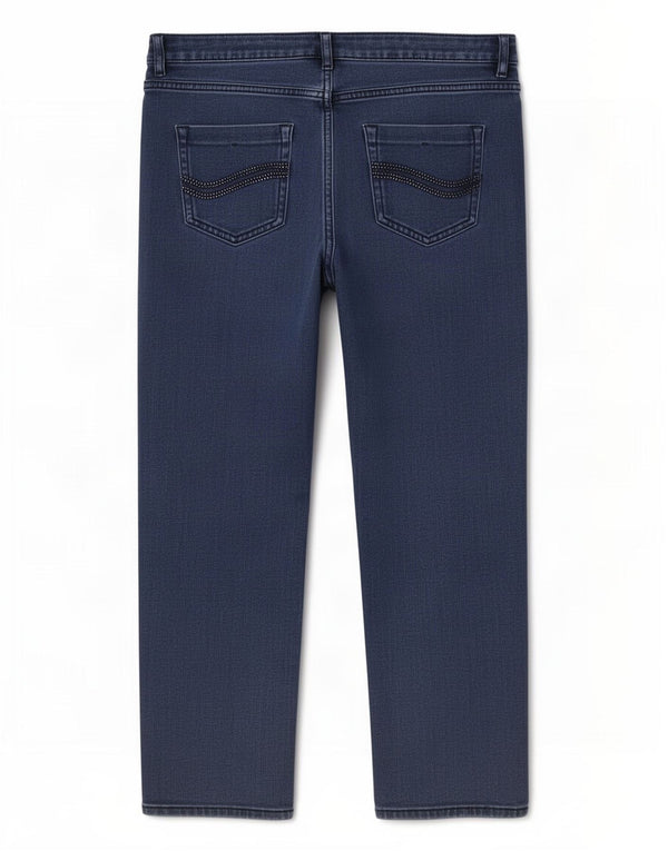 Calça jeans feminina Marks & Spencer Per Una Capri UK 16 grande W32 L20 azul algodão
