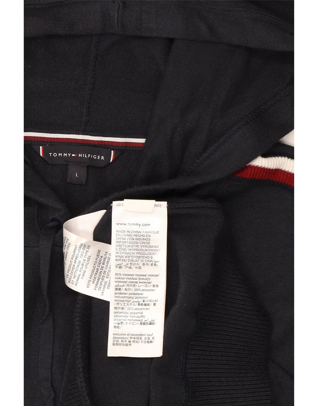 Suéter com capuz masculino TOMMY HILFIGER grande viscose azul marinho