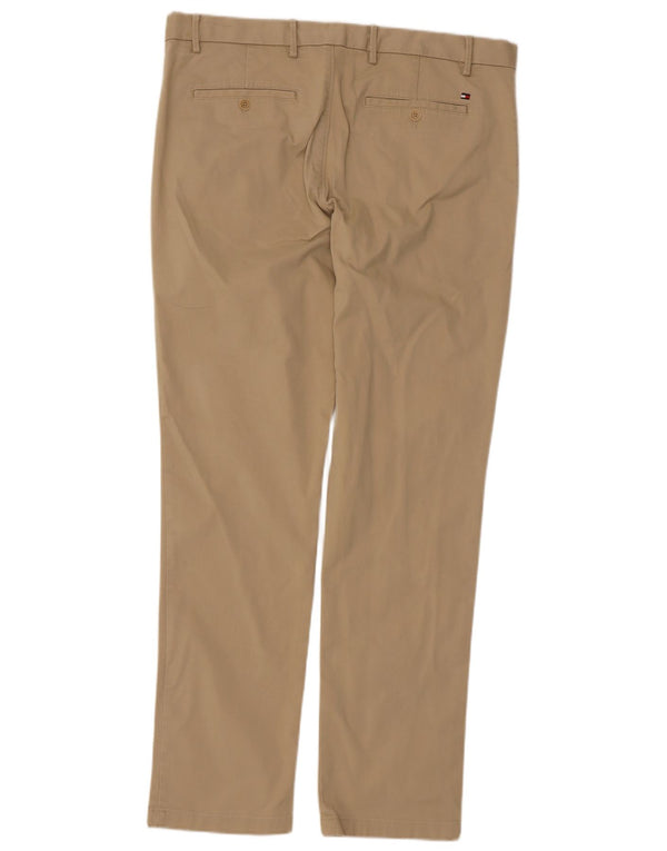 Tommy Hilfiger Mens Slim Chino Calças W36 L32 Algodão Bege