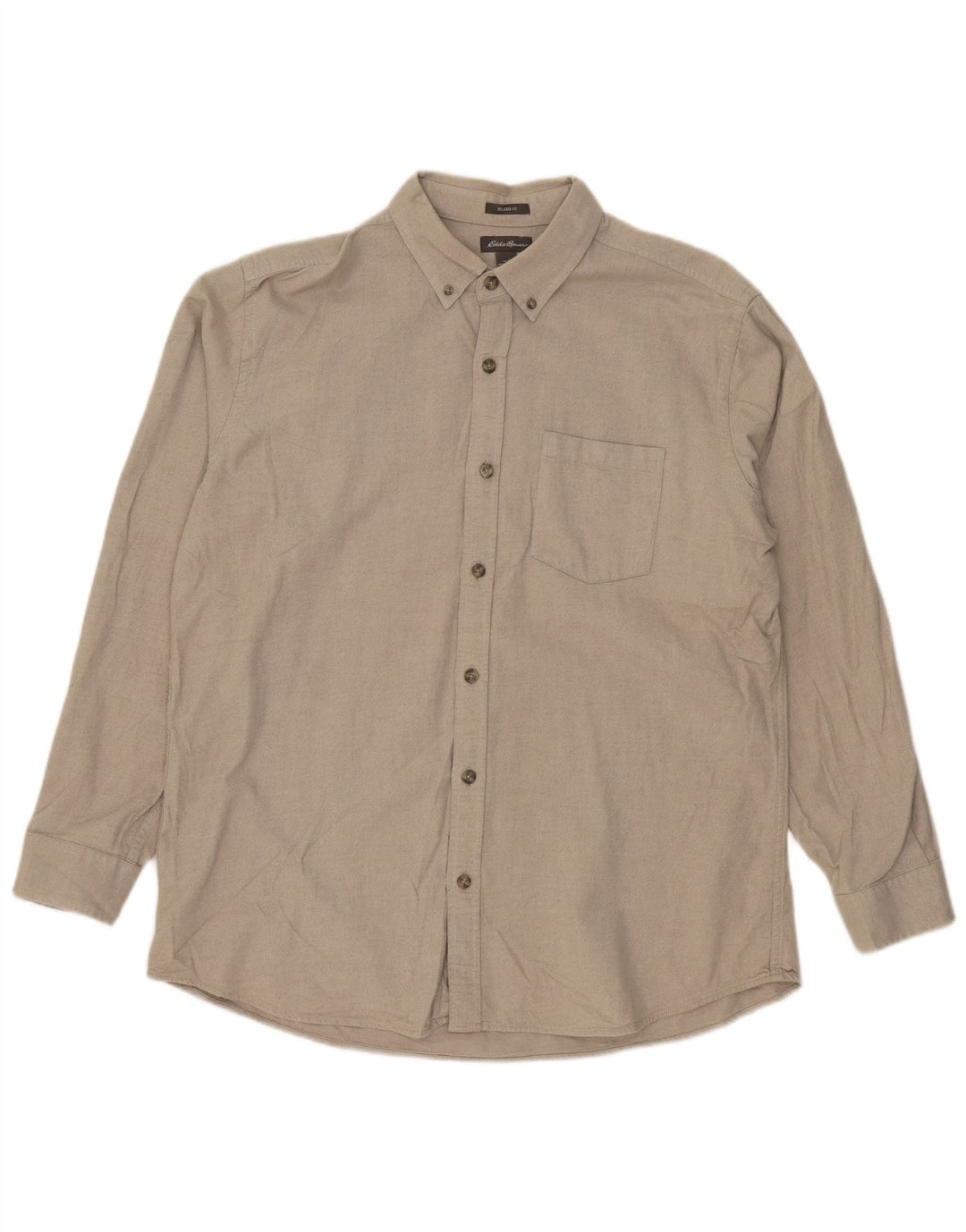 EDDIE BAUER Camisa masculina de ajuste relaxado grande algodão bege