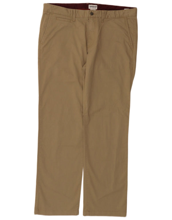 Calça chino masculina Timberland reta W38 L32 algodão bege