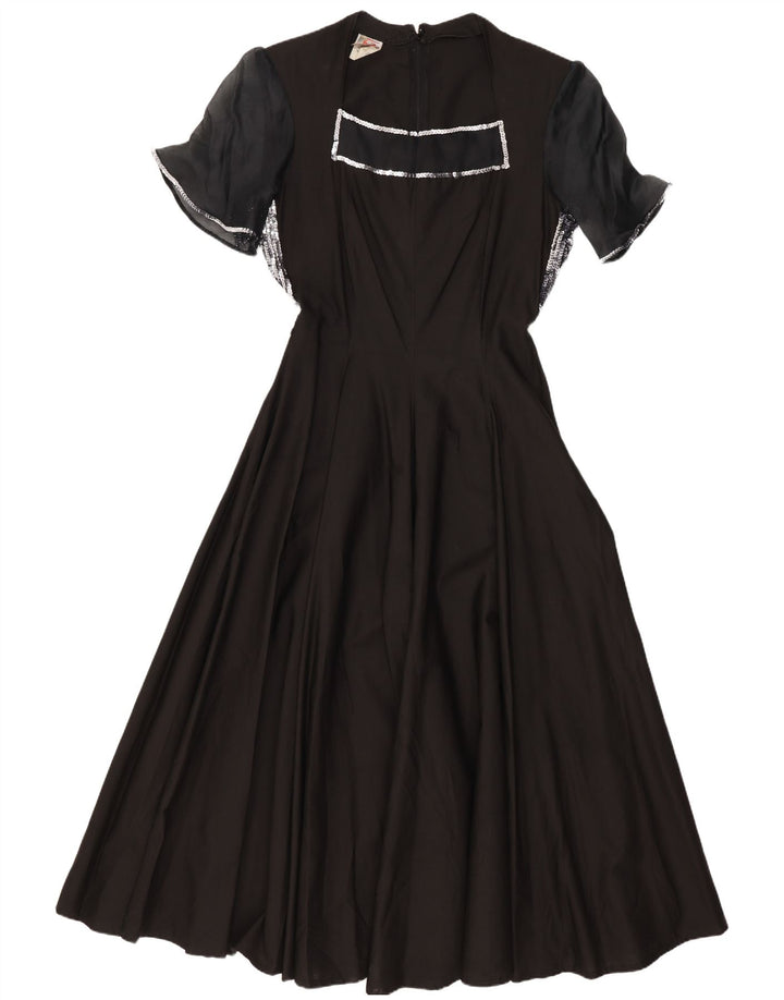 Vestido maxi feminino STEFANEL Reino Unido 12 algodão preto médio