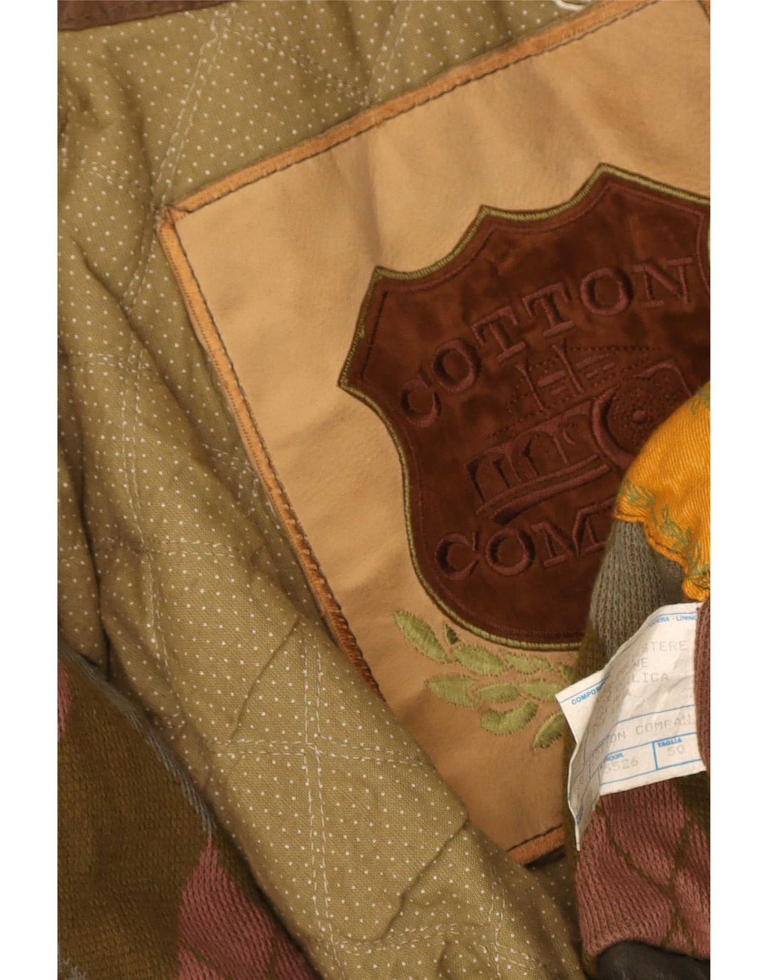 Jaqueta de couro falsa masculina vintage IT 50 poliéster cáqui grande