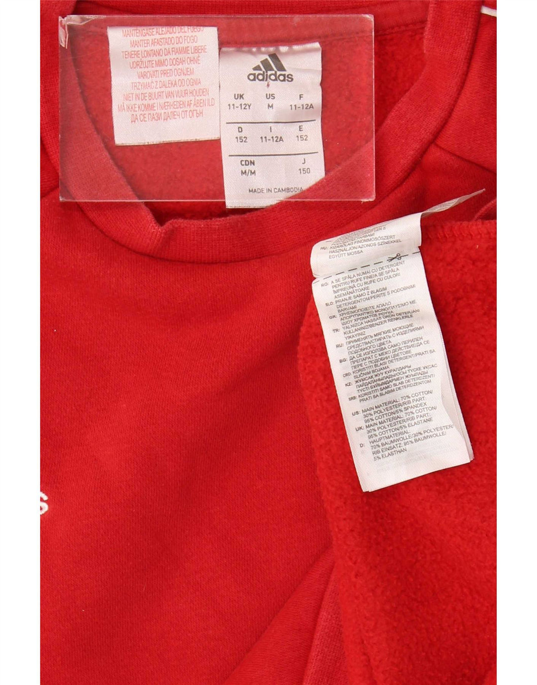 Adidas meninos moletom jumper 11-12 anos algodão vermelho