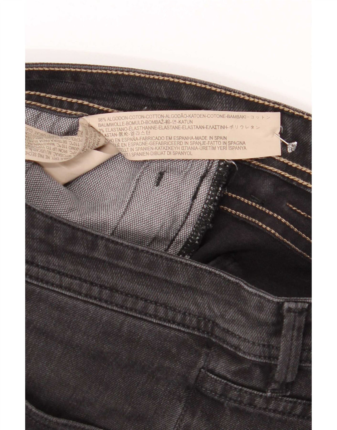 Jeans Slim Masculino Massimo Dutti EU 42 Grande W32 L30 Algodão Cinza
