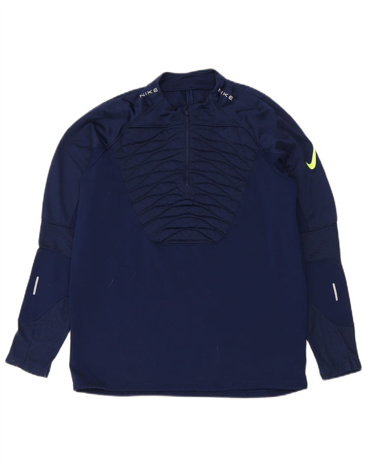 Pulôver masculino Nike com zíper e gola alta em poliéster azul marinho médio