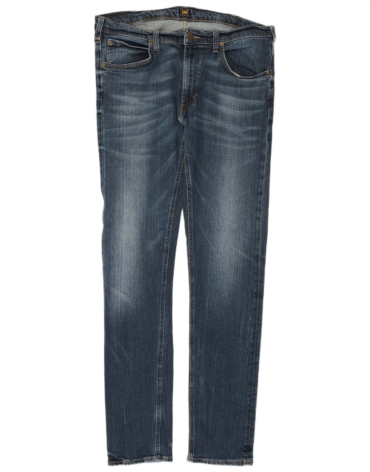 Lee Womens Luke Slim Jeans W36 L34 Azul Algodão