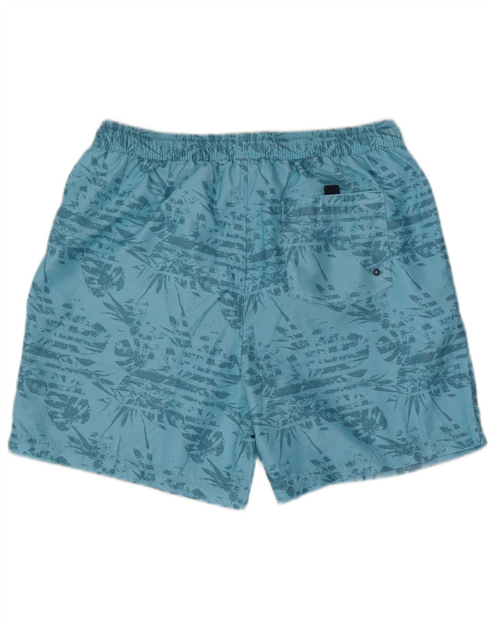 Shorts de natação masculino vintage grande poliéster floral azul