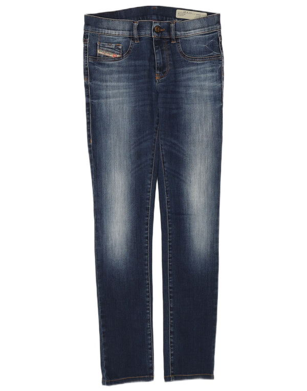 Diesel feminino Livier cintura baixa super slim jegging jeans W27 L29 algodão azul
