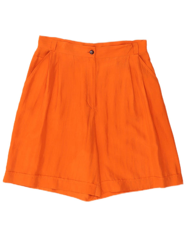 Shorts casuais femininos vintage de cintura alta com cintura alta Reino Unido 14 grande W30 seda laranja