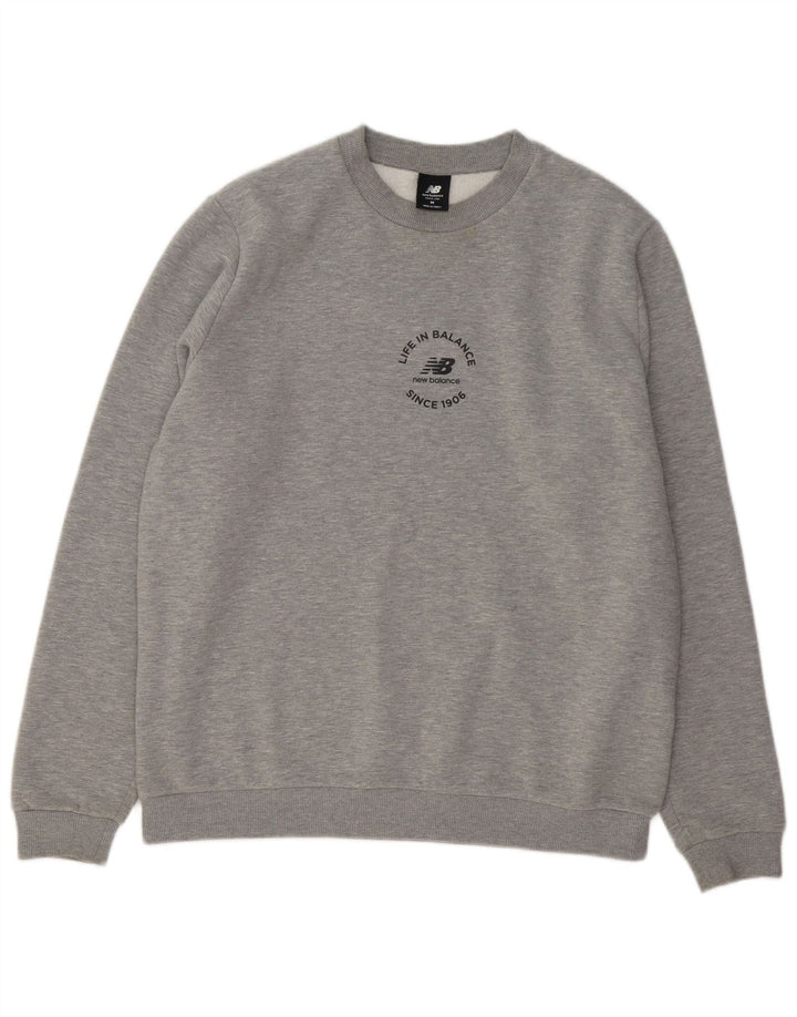 Moletom New Balance Masculino Jumper Médio Cinza Algodão