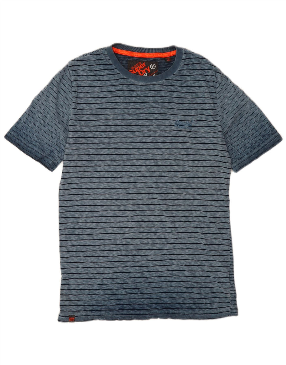 Camiseta masculina Superdry Top médio listrado azul algodão