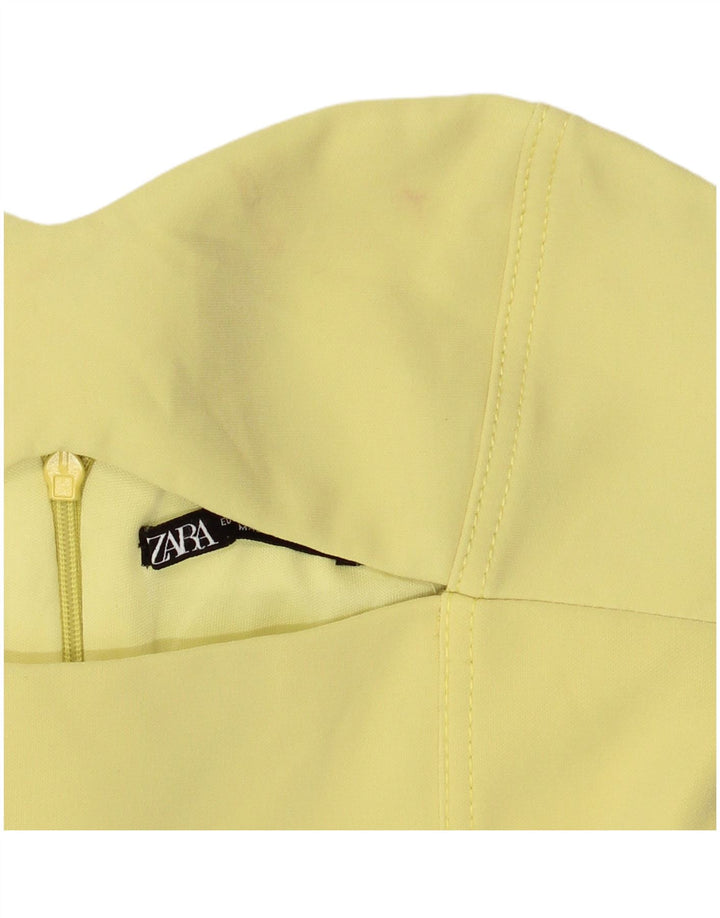 Vestido sem alças feminino Zara UK 8 pequeno poliéster amarelo