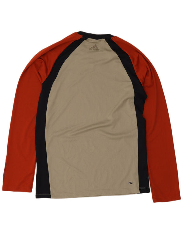 Adidas masculino gráfico top manga longa pequeno bege colorblock poliéster