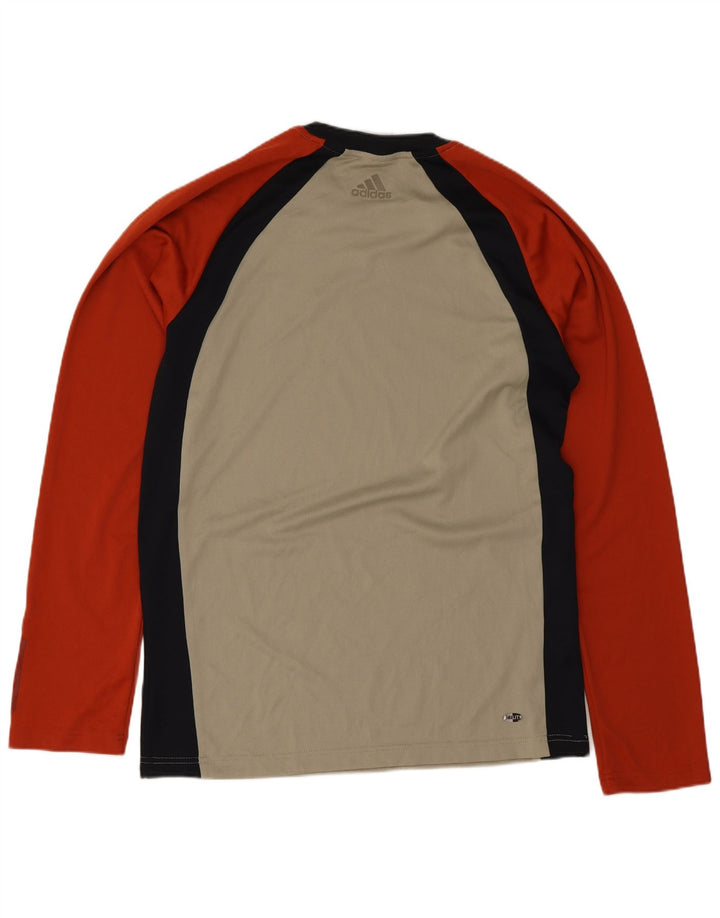 Adidas masculino gráfico top manga longa pequeno bege colorblock poliéster