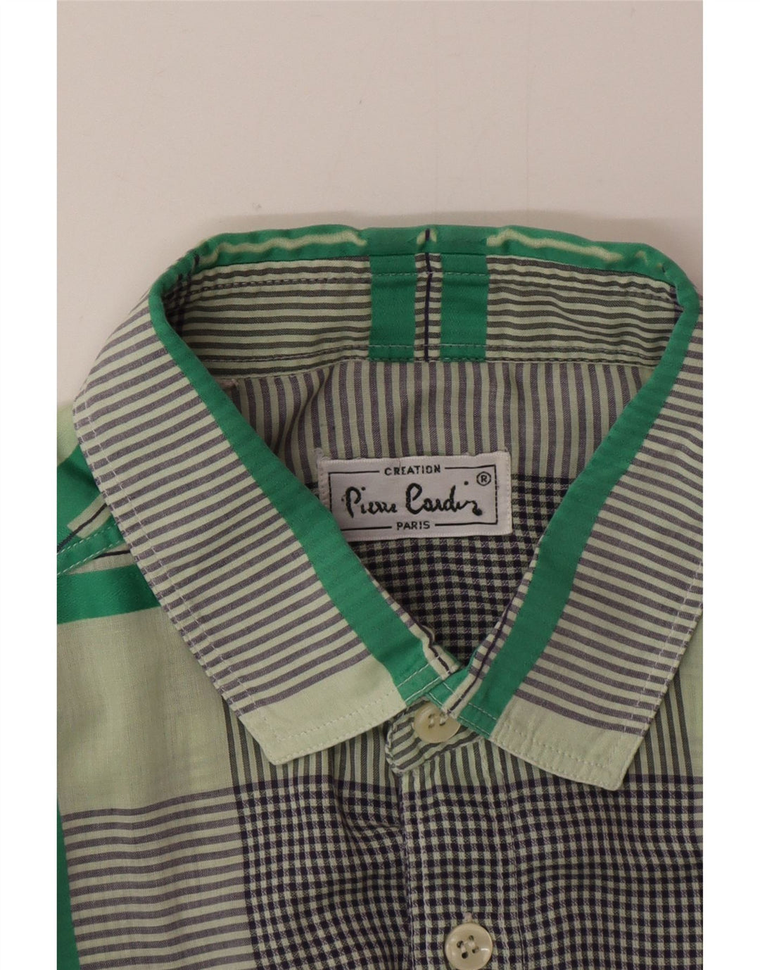 Pierre Cardin Camisa masculina de manga curta xadrez verde médio