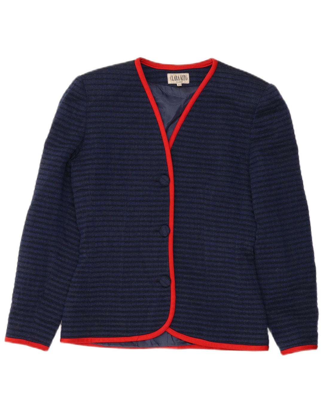 Jaqueta blazer feminina VINTAGE com 3 botões IT 44 médio azul marinho listrado