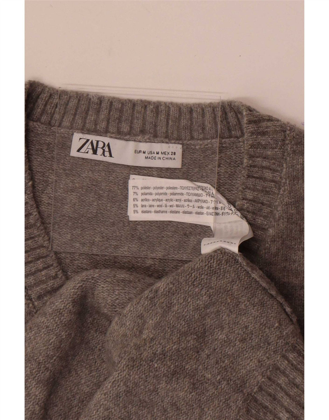 Regata feminina Zara Crop Vest UK 14 poliéster cinza médio