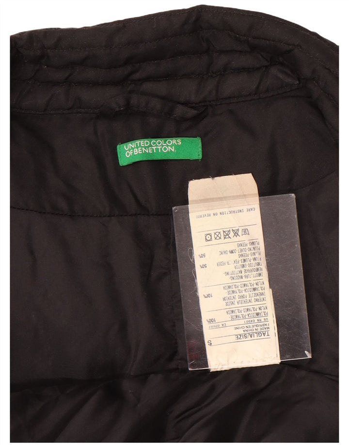 Jaqueta feminina acolchoada para motociclista Benetton UK 10 pequena preta nylon