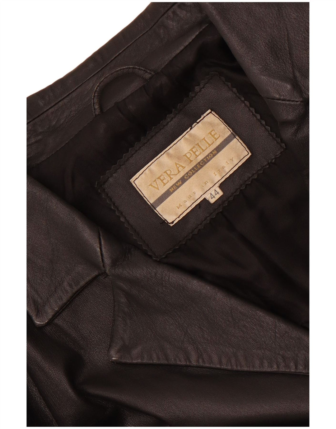 Casaco de couro feminino vintage IT 44 couro preto médio